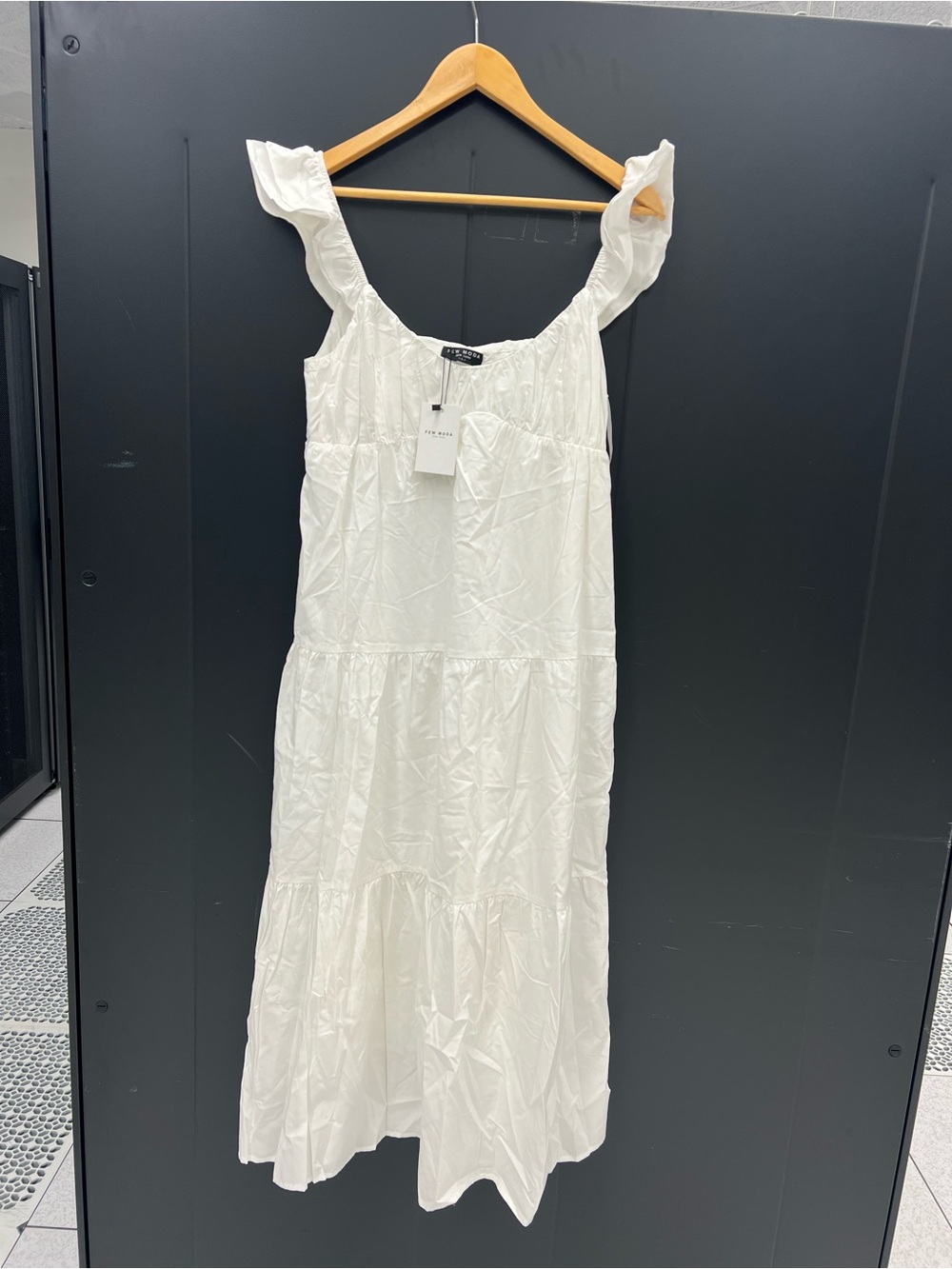 Few Moda White Ruffle Strap Maxi Dress